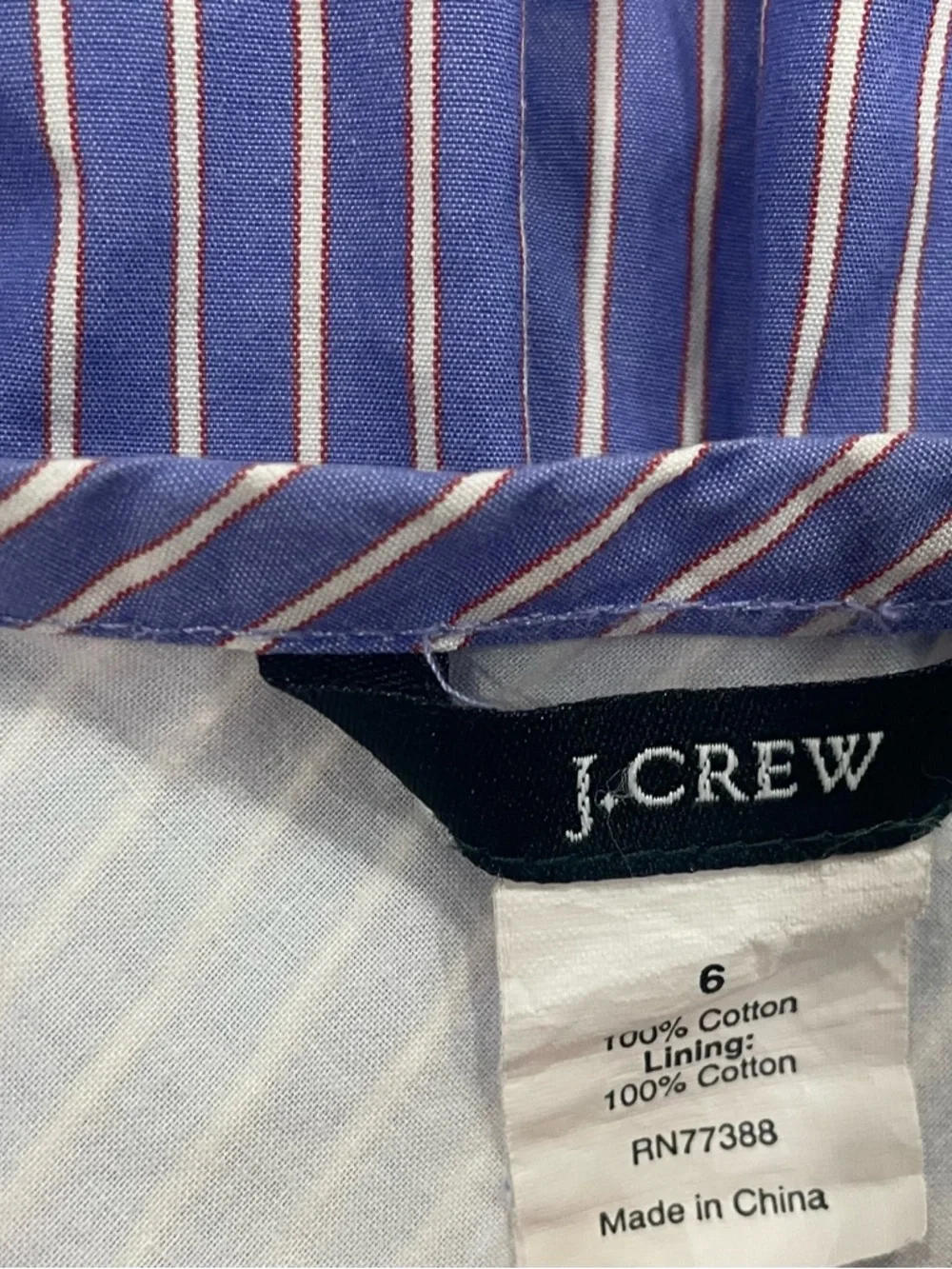 J. Crew Blue and White Pinstripe Circle Skirt with Orange Trim - Size 6 - Picture 6 of 7